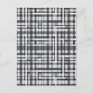 Carte Postale Vérification de motif géométrique en pixel monochr