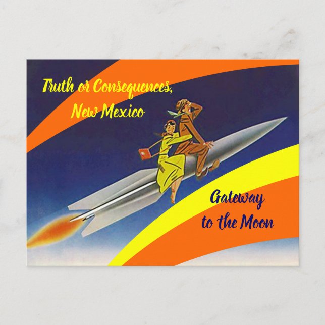 Carte Postale Vérité ou conséquences de la lune de fusée rétrosp (Devant)