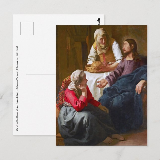 Carte Postale Vermeer - Christ dans la Maison de Martha et Marie (Devant / Derrière)