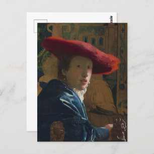Carte Postale Vermeer - Fille avec le Casquette rouge Art