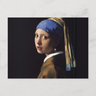 Carte Postale Vermeer Girl Pearl Élevant Masterpiece Peinture