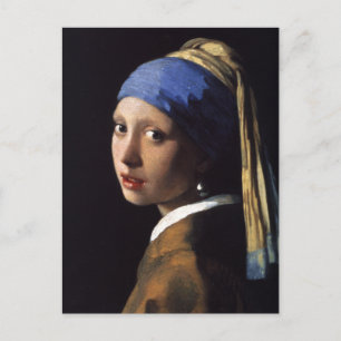 Carte Postale Vermeer Girl Pearl Élevant Masterpiece Peinture