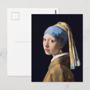 Carte Postale Vermeer Jeune fille au collier de perles Beaux-Art