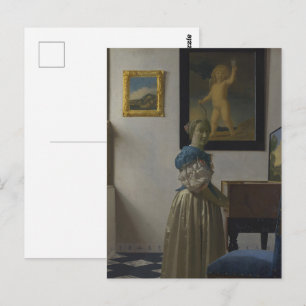 Carte Postale Vermeer vintage peinture de la Dame jouant du virg