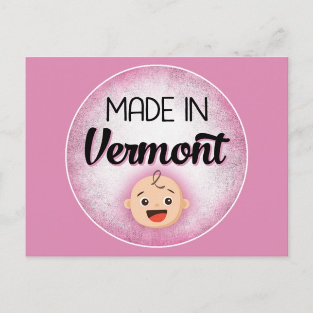 Carte postale Vermont Baby Funny Pink New Girl (Devant)
