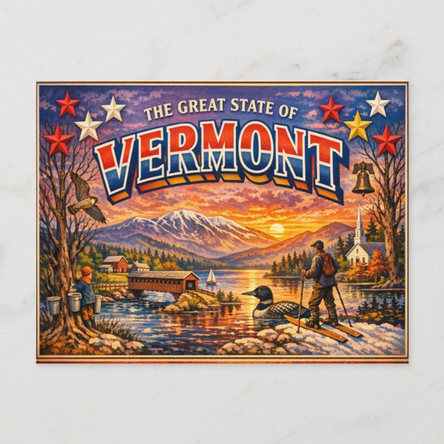 Carte Postale Vermont Greetings Postcard  (Devant)
