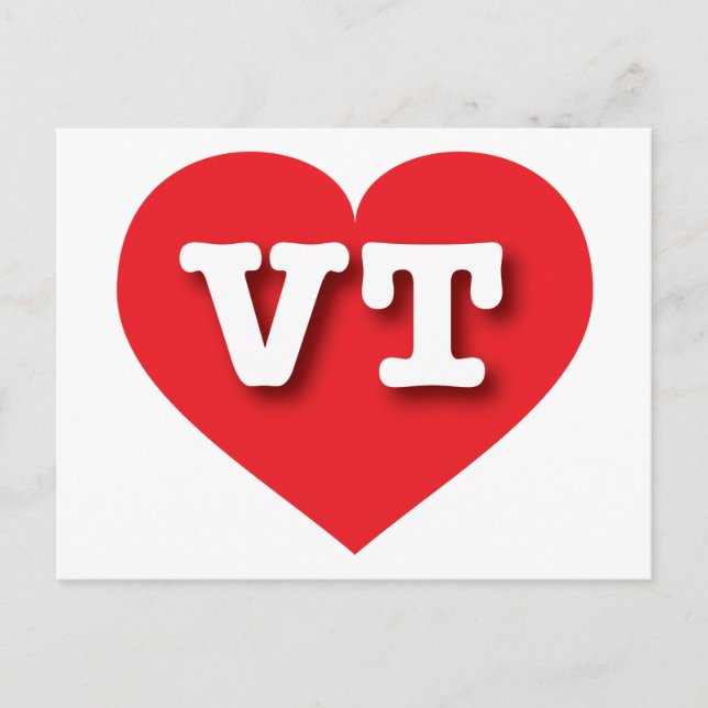 Carte Postale Vermont Red Heart - J'aime VT (Devant)