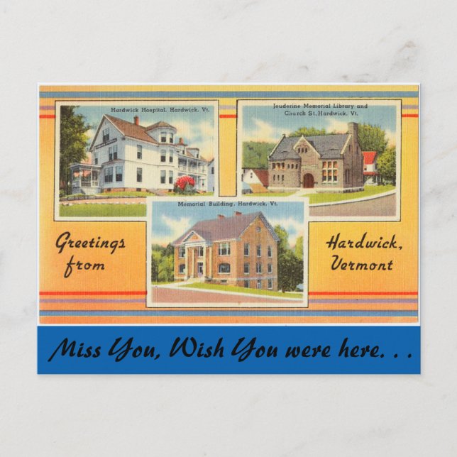 Carte Postale Vermont, salutations de Hardwick (Devant)