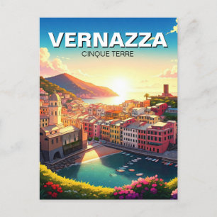Carte Postale Vernazza, coucher de soleil de Cinqua Terra Magnet
