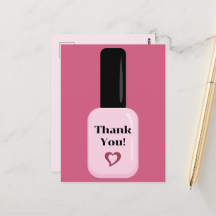 Carte Postale Vernis à ongles rose moderne de remerciement perso