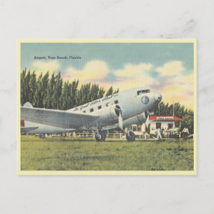 Carte Postale Vero Beach, Floride aéroport Vintage et avion
