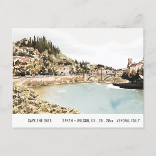 Carte Postale Verona Adige River Italie Aquarelle Enregistrer La