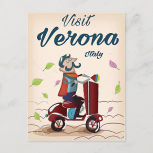 Carte Postale Vérone poster de voyage scooter italien