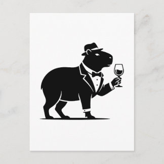 Carte Postale Verre à vin capybara drôle minimaliste moderne