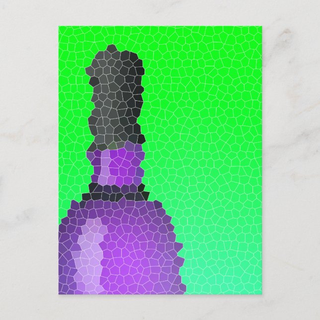 Carte Postale verre à vin et bouteille : vitrail (Devant)