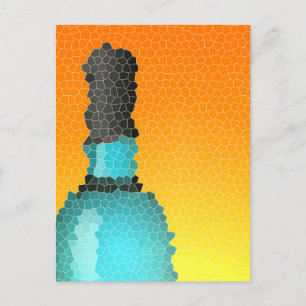 Carte Postale verre à vin et bouteille : vitrail