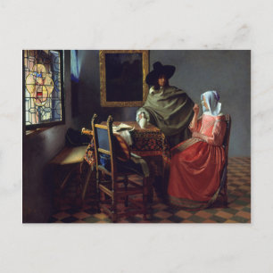 Carte Postale Verre à vin, Jan Vermeer