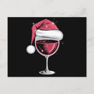 Carte Postale Verre à vin rouge Noël drôle de Noël Xmas 