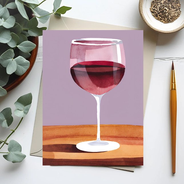 Carte Postale Verre à vin rouge | Vino aquarelle (Créateur téléchargé)