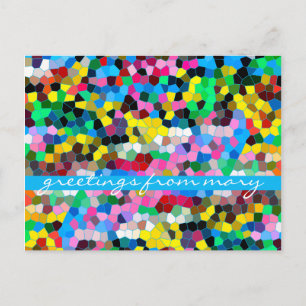 Carte Postale Verre Abstrait Coloré Bleu Rose Mosaïque