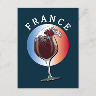 Carte Postale Verre de vin français - France