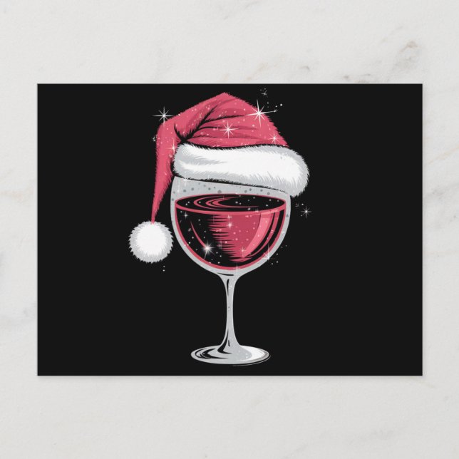 Carte Postale Verre de vin rouge Noël drôle Noël Noël Noël Noël  (Devant)