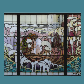 Carte Postale Verre Jardin Art Nouveau Mer Scène