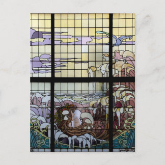 Carte Postale Verre Jardin Art Nouveau Mer Scène