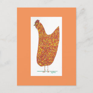 Carte Postale Verre tendu Hen : poules quittant la serre