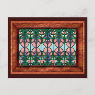 Carte Postale Verre verni Art Nouveau en bois