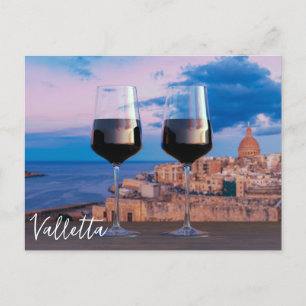 Carte Postale Verres à vin avec vue coucher de soleil sur La Val