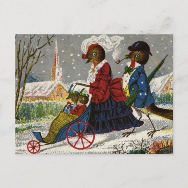 Carte Postale Vers 1870 : La famille Robin se promène (Devant)