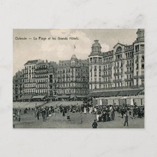 Carte Postale  vers 1900 Ostende Beach et Grands Hôtels