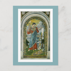 Carte Postale vers 1910, Mosaïque de Minerva à la Bibliothèque d