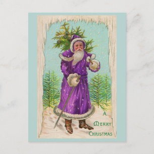Carte Postale vers 1910 Père Noël en robe violette