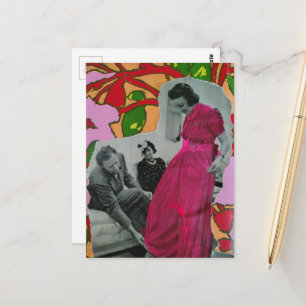 Carte Postale vers 1939 modèle de pyjama femme Collage de médias