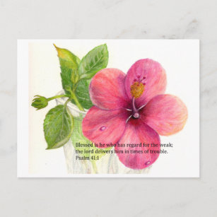 Carte Postale verset biblique avec une fleur "Hibiscus"
