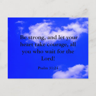 Carte Postale Verset biblique de courage fort Ciel bleu Nuages b