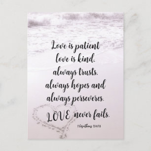 Carte Postale Verset biblique de l'amour patient Océan Plage Mar