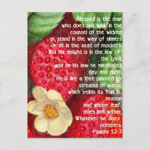 Carte Postale Verset biblique et fraise