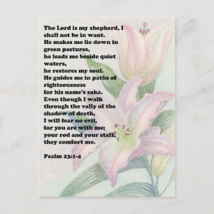 Carte Postale Verset biblique et lis de fleurs