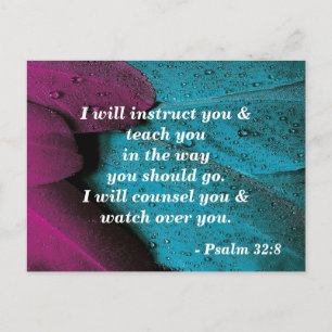 Carte postale verset biblique Psaume 32:8 Enseigne