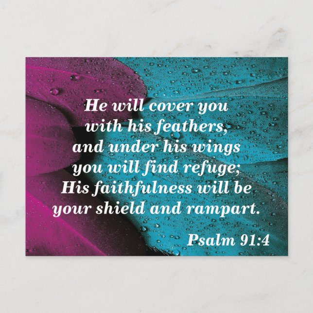 Carte postale verset biblique Psaume 91:4 Refuge (Devant)