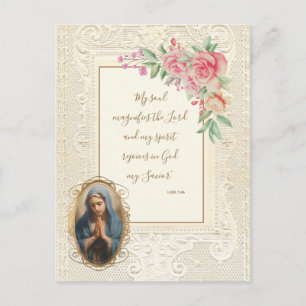 Carte Postale Verset de l'Écriture Sainte Vierge Marie Floral