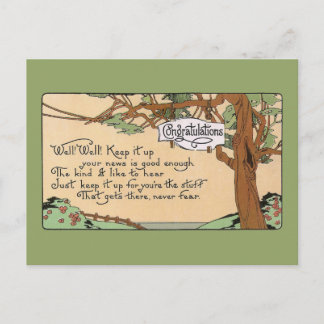 Carte Postale Verset et arbre vintage de félicitations
