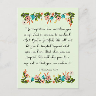Carte Postale Versets bibliques Art - 1 Corinthiens 10:13