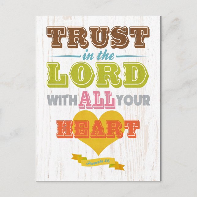 Carte Postale Versets bibliques chrétiens - Proverbes 3:5 (Devant)