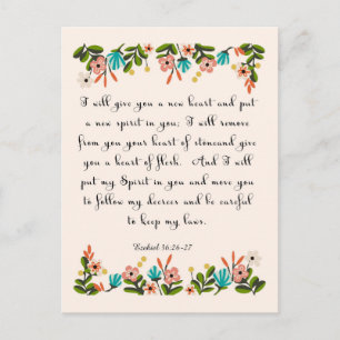 Carte Postale Versets de la Bible Art - Ezéchiel 36:26-27