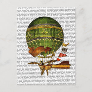 Carte Postale Vert ballon à air chaud