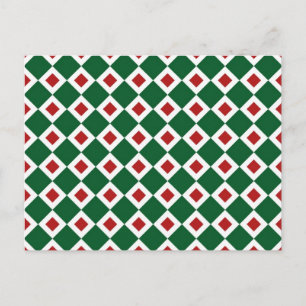 Carte Postale Vert, Blanc, Diamant Rouge Motif